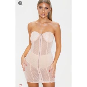 Pretty Little Thing Nude Mesh Dress